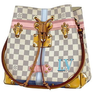 Louis Vuitton Neo Noe Summer Trunk Shoulder Bag Damier Azur White Pink